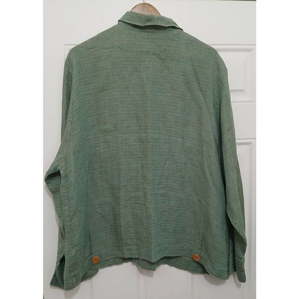 Flax womens large 100% linen jacket Light button sage green Luxury Spring - Picture 3 of 6